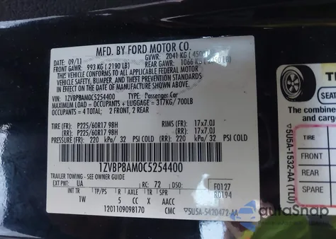 2012 Ford Mustang V6 z USA, uszkodzony, nr VIN 1ZVBP8AM0C5254400